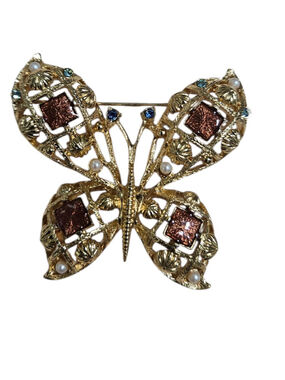 Vintage Avon Gold Tone Butterfly Brooch Pin Costume Jewelry 70's 80's